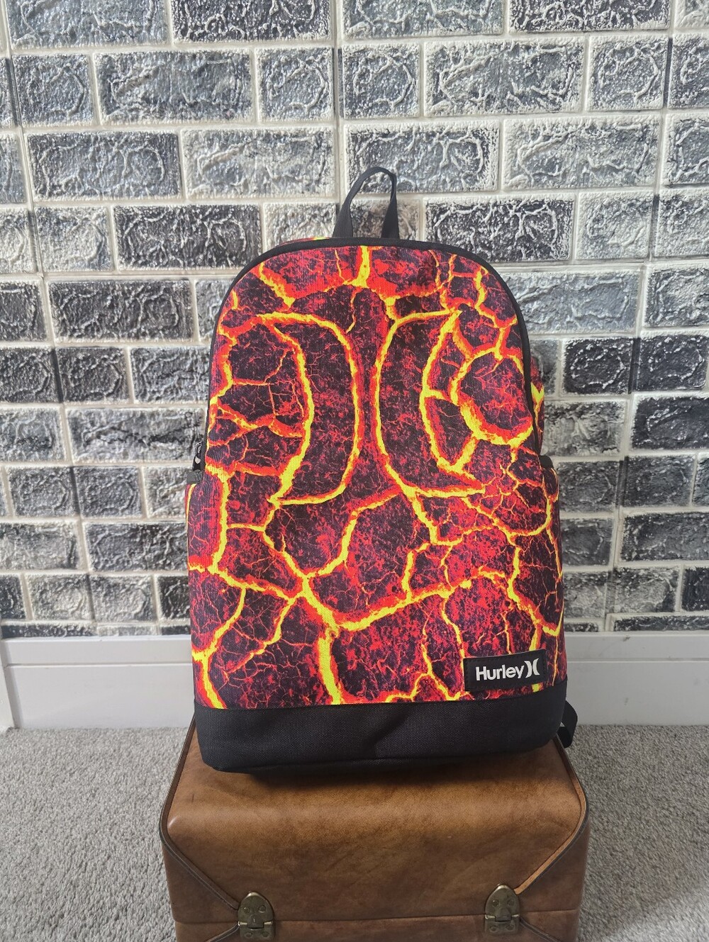 Hurley Men's Lava Print Backpack - Red/Black